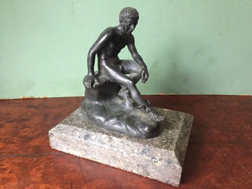 Late C19th Italian Miniature Bronze 'Grand Tour' Souvenir , After the Antique, "Mercury Resting".