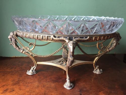 Late C19th Neo-classical Design Cut-glass and Gilt-brass Table Centre-piece.