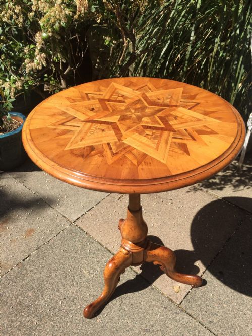 Rare C19th New Zealand Marquetry/parquetry Top Tripod Base Occasional Table in the Manner of Anton Sueffert.
