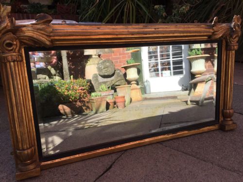 fig 1. C19th William IV period carved gilt-wood framed over-mantel mirror.