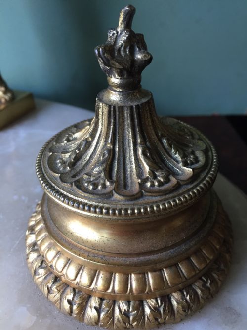 C19TH FRENCH ONYX MARBLE AND ORMOLU BRONZE INKSTAND - ADDITIONAL PHOTO 14