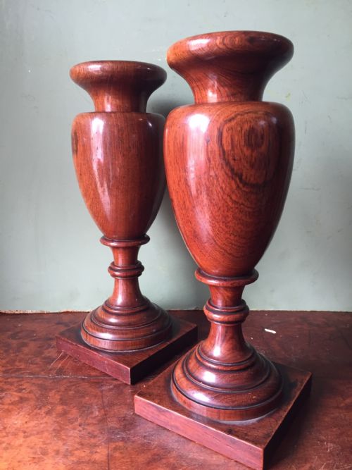 fig 1. Pair or early C19th George IV period turned ornamental rosewood vases.