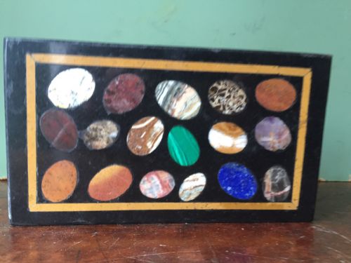 C19th Italian 'Grand Tour' Souvenir Oblong Specimen Marble Inlaid Paper-weight.