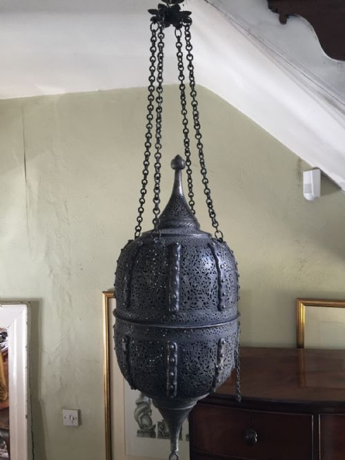 Large Early C20th Decorative Islamic Design Hanging Lantern /'Mosque' Lamp.