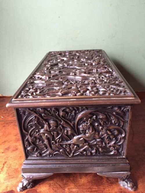 fig 1. Fine C19th cast-bronze Italian rectangular table casket of Renaissance design.