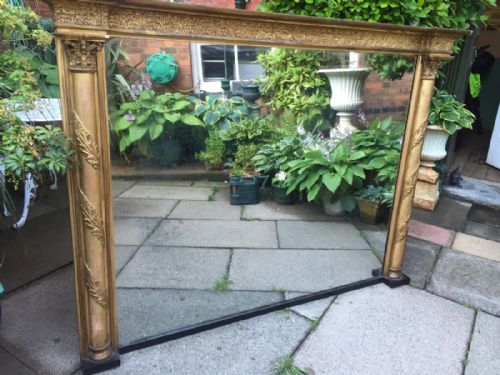 Early C19th Regency Gilt-wood Classical Design Overmantel Mirror of Good Large Scale and Proportion.