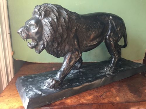 Early C20th Cast Bronze Sculpture of a Prowling Male Lion.