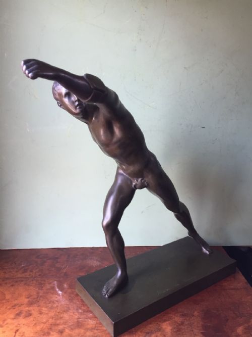 C19th French 'Grand Tour' souvenir bronze study , after the antique, of "The Borghese Gladiator ".