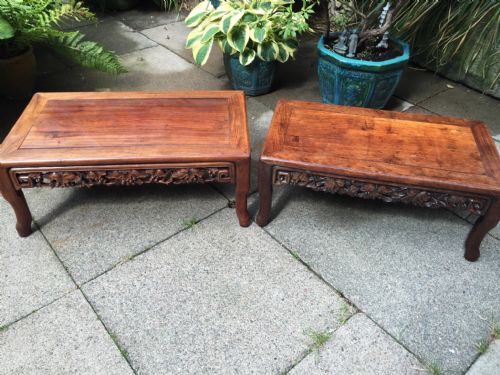 Matched 'Pair' of Late C19th/early C20th Chinese Qing Dynasty Hardwood 'Kang' Tables