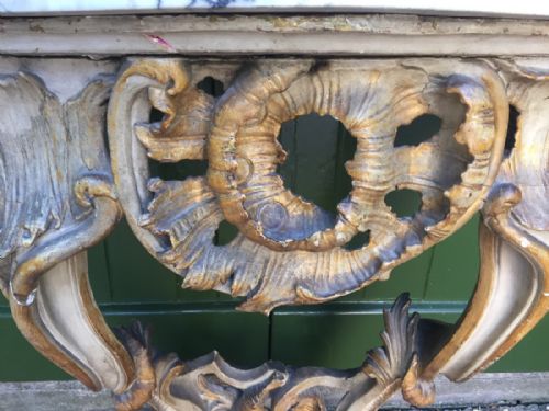 fig 2. Late C18th Italian marble-topped carved gilt-wood and decorated rococo-style console table.