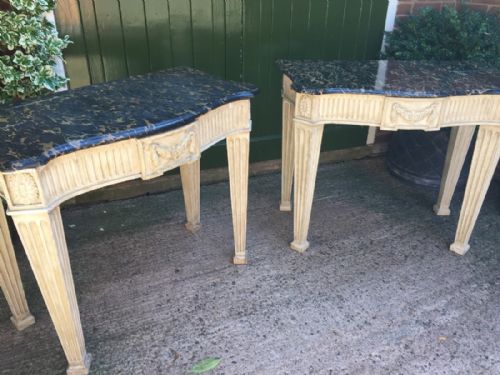 fig 2. Pair of C19th Neo-classical design pier or console tables incorporating C18th 'Portoro' marble tops.