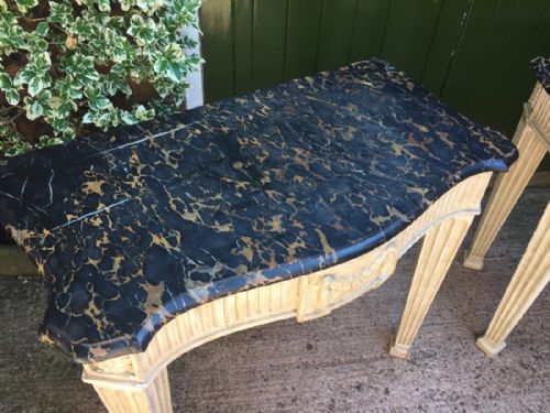 fig 4. Pair of C19th Neo-classical design pier or console tables incorporating C18th 'Portoro' marble tops.