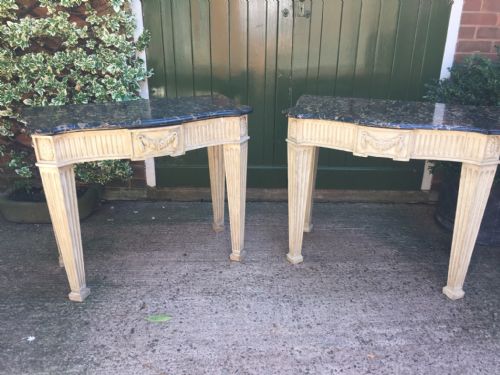 fig 5. Pair of C19th Neo-classical design pier or console tables incorporating C18th 'Portoro' marble tops.