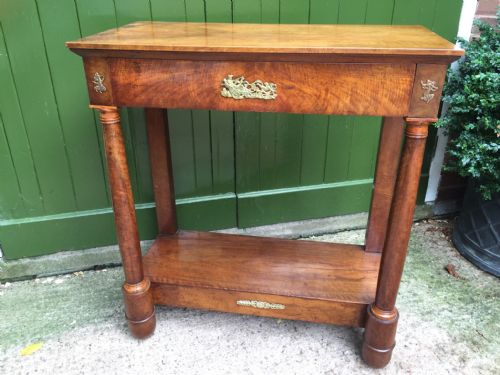 Early C19th French Empire-style Walnut and Fruitwood Console Table with Gilded Brass Classical-style Mounts.