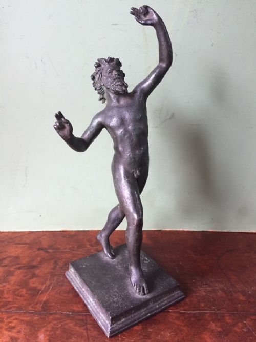 Late C19th Italian 'Grand Tour' Souvenir Bronze Sculpture Reduction of "The Dancing Faun of Pompeii".
