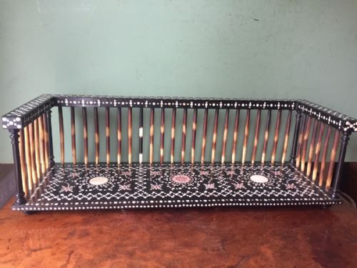 C19th Anglo-indian Ebony , Porcupine Quill and Ivory Rectangular Desk-top Book-stand.