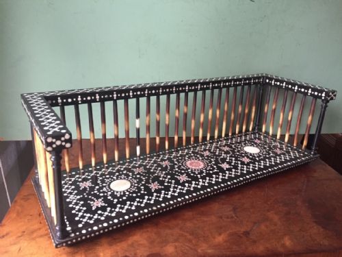 fig 1. C19th Anglo-Indian ebony , porcupine quill and ivory rectangular desk-top book-stand.