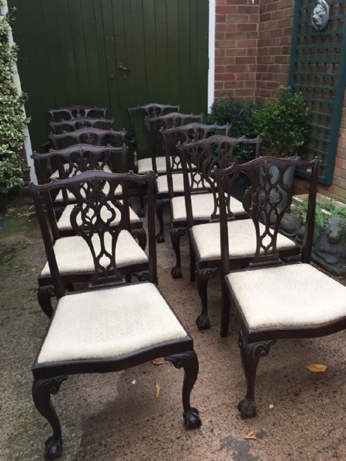 SET OF 10 MIDC19TH CARVED MAHOGANY DINING CHAIRS IN THE CHIPPENDALE STYLE - ADDITIONAL PHOTO 4