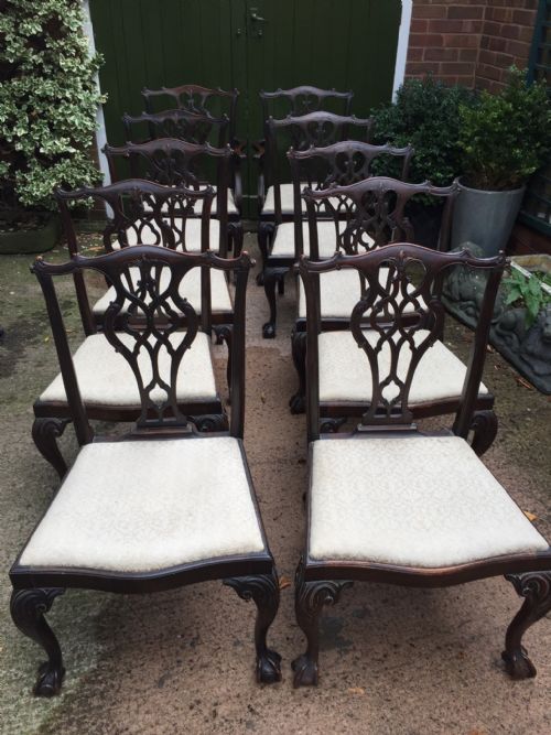 SET OF 10 MIDC19TH CARVED MAHOGANY DINING CHAIRS IN THE CHIPPENDALE STYLE - ADDITIONAL PHOTO 5