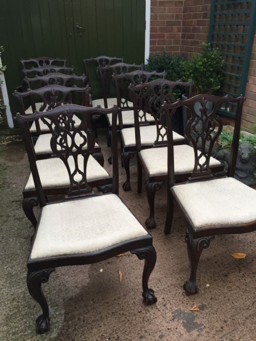 SET OF 10 MIDC19TH CARVED MAHOGANY DINING CHAIRS IN THE CHIPPENDALE STYLE - ADDITIONAL PHOTO 14