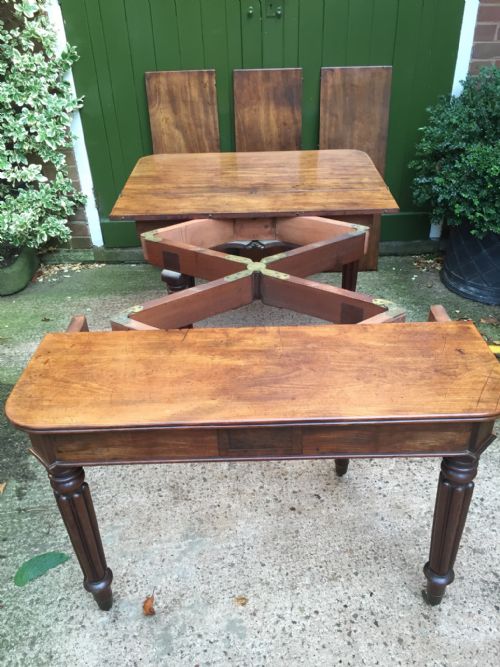 fig 1. Early C19th George IV period metamorphic mahogany extending dining table of Wilkinson patent type.
