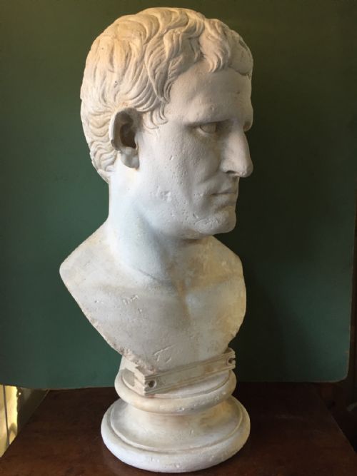 Early C20th French Plaster Library Bust of Marcus Vipsanius Agrippa.