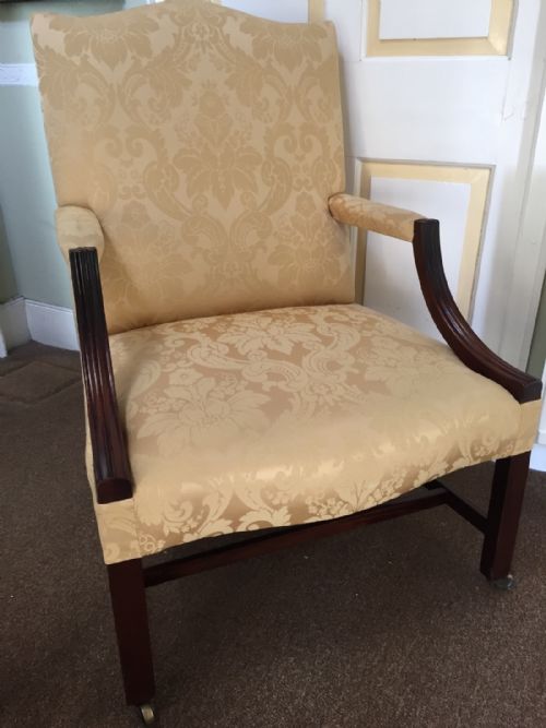 fig 1. C18th George III period mahogany framed 'Gainsborough' type armchair.