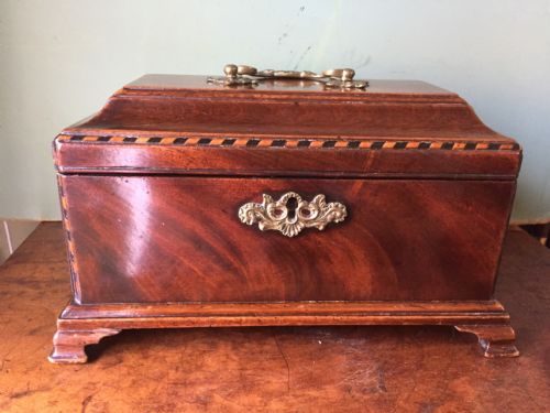 fig 1. C18th George III Chippendale period mahogany tea chest or caddy.