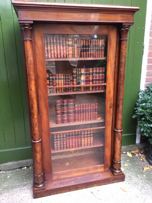 fig 1. C19th Empire-style mahogany floor-standing glazed bookcase cabinet .