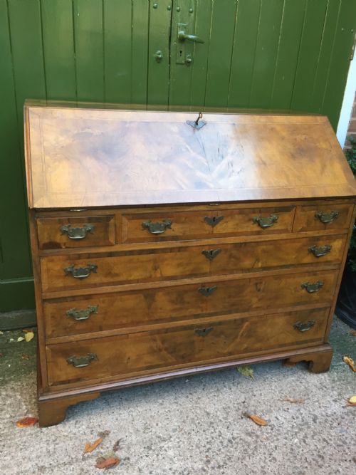 Large Late C19th Walnut Bureau of Early Georgian Design