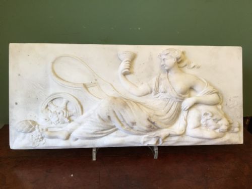 Early C19th Regency Period Carved Statuary Marble Fire-surround Tablet of Classical Design , Probably Depicting Cybele.
