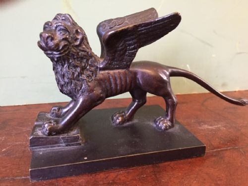 fig 1. C19th Italian Venetian bronze 'Grand Tour' souvenir sculpture of the Lion of St. Mark.