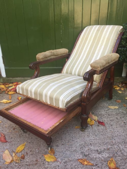 EARLY C19TH GEORGE IV PERIOD RECLINING MAHOGANY LIBRARY ARMCHAIR IN THE MANNER OF ROBERT DAWS' PATENT DESIGN - ADDITIONAL PHOTO 1