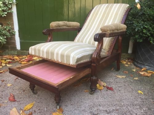 EARLY C19TH GEORGE IV PERIOD RECLINING MAHOGANY LIBRARY ARMCHAIR IN THE MANNER OF ROBERT DAWS' PATENT DESIGN - ADDITIONAL PHOTO 2