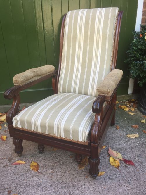 EARLY C19TH GEORGE IV PERIOD RECLINING MAHOGANY LIBRARY ARMCHAIR IN THE MANNER OF ROBERT DAWS' PATENT DESIGN - ADDITIONAL PHOTO 9