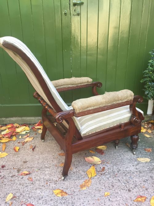 EARLY C19TH GEORGE IV PERIOD RECLINING MAHOGANY LIBRARY ARMCHAIR IN THE MANNER OF ROBERT DAWS' PATENT DESIGN - ADDITIONAL PHOTO 14