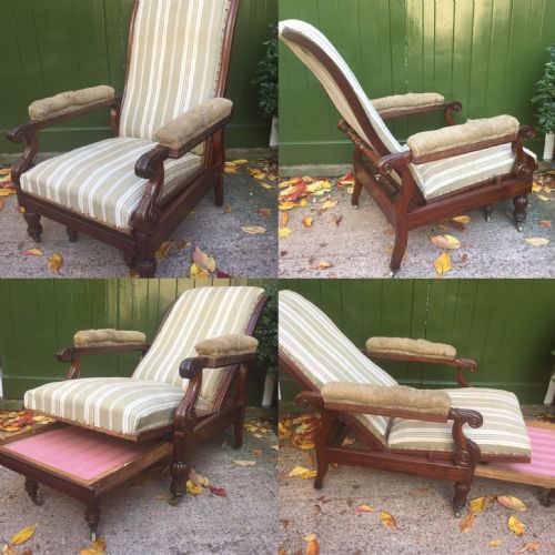 EARLY C19TH GEORGE IV PERIOD RECLINING MAHOGANY LIBRARY ARMCHAIR IN THE MANNER OF ROBERT DAWS' PATENT DESIGN - ADDITIONAL PHOTO 3