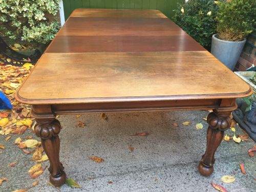 fig 1. Early C19th George IV period 'pull-out' action extending mahogany dining table with 3 original extra leaves .