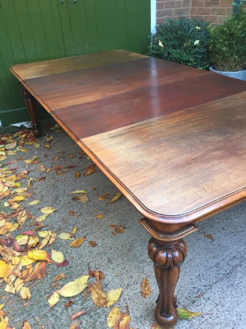 fig 3. Early C19th George IV period 'pull-out' action extending mahogany dining table with 3 original extra leaves .