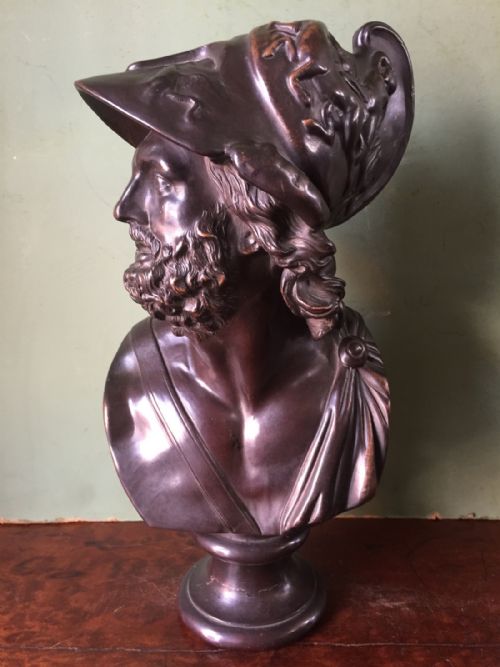 Late C19th Bronzed Desk-top Bust Study of "Ajax",  After the Antique.