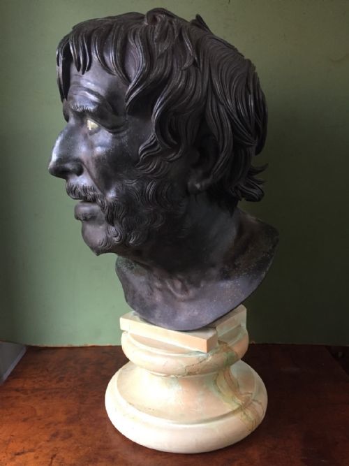fig 1. Late C19th Italian Neapolitan bronze bust study of Seneca , after the antique, known as the