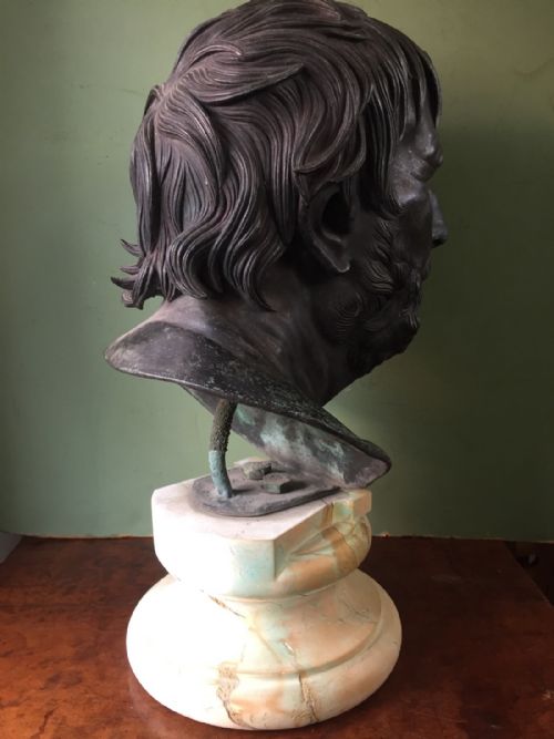 fig 5. Late C19th Italian Neapolitan bronze bust study of Seneca , after the antique, known as the