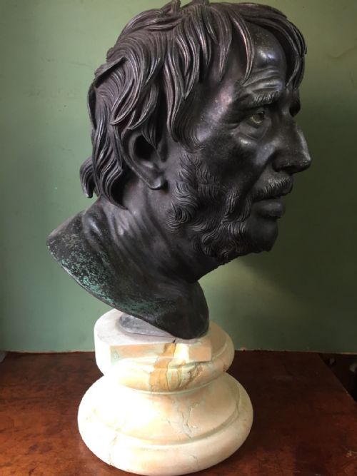 fig 6. Late C19th Italian Neapolitan bronze bust study of Seneca , after the antique, known as the