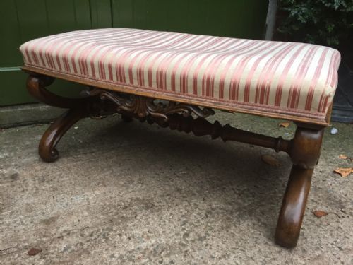 fig 1. Large mid C19th Victorian period carved walnut X-frame stool .