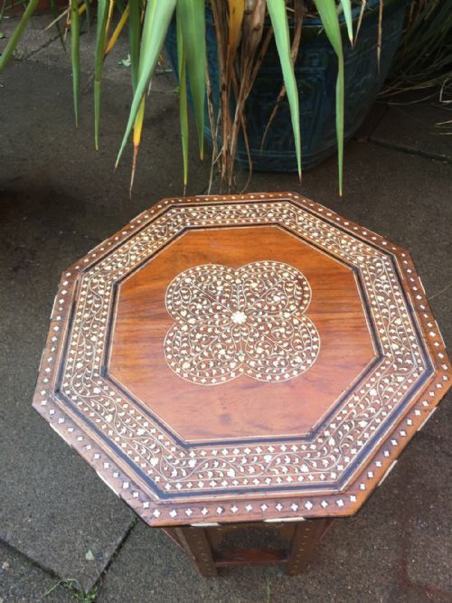 fig 1. Late C19th Anglo-Indian ivory inlaid 'shisham' folding octagonal table.