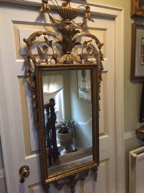 fig 1. Early C20th Adam-style carved gilt-wood and gesso framed mirror of neo-classical design.