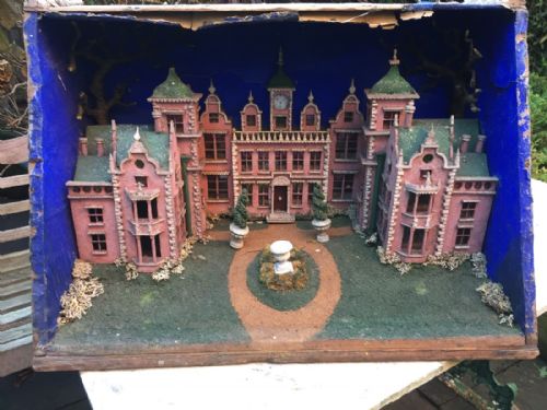 fig 1. Fascinating C19th Victorian folk-art 'scratch-built' whimsical diorama of the Jacobean mansion