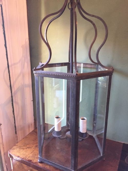 fig 1. Late C19th bronze-framed hexagonal hall lantern .