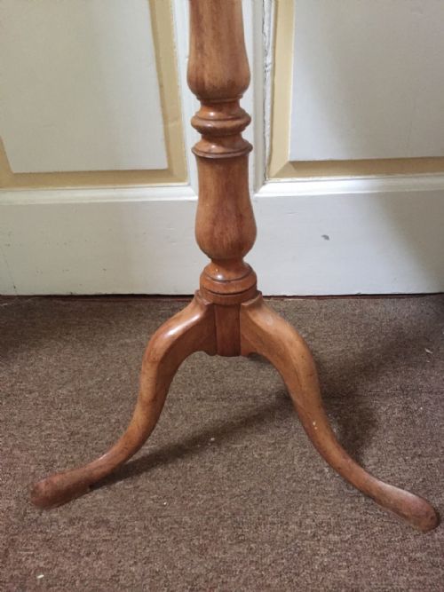 fig 1. C19th satin-birch circular topped tripod-base candle-stand or occasional table in the manner of Holland & Sons .