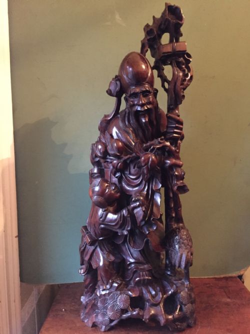 Large Late C19th Chinese Carved Hardwood Figure Group.